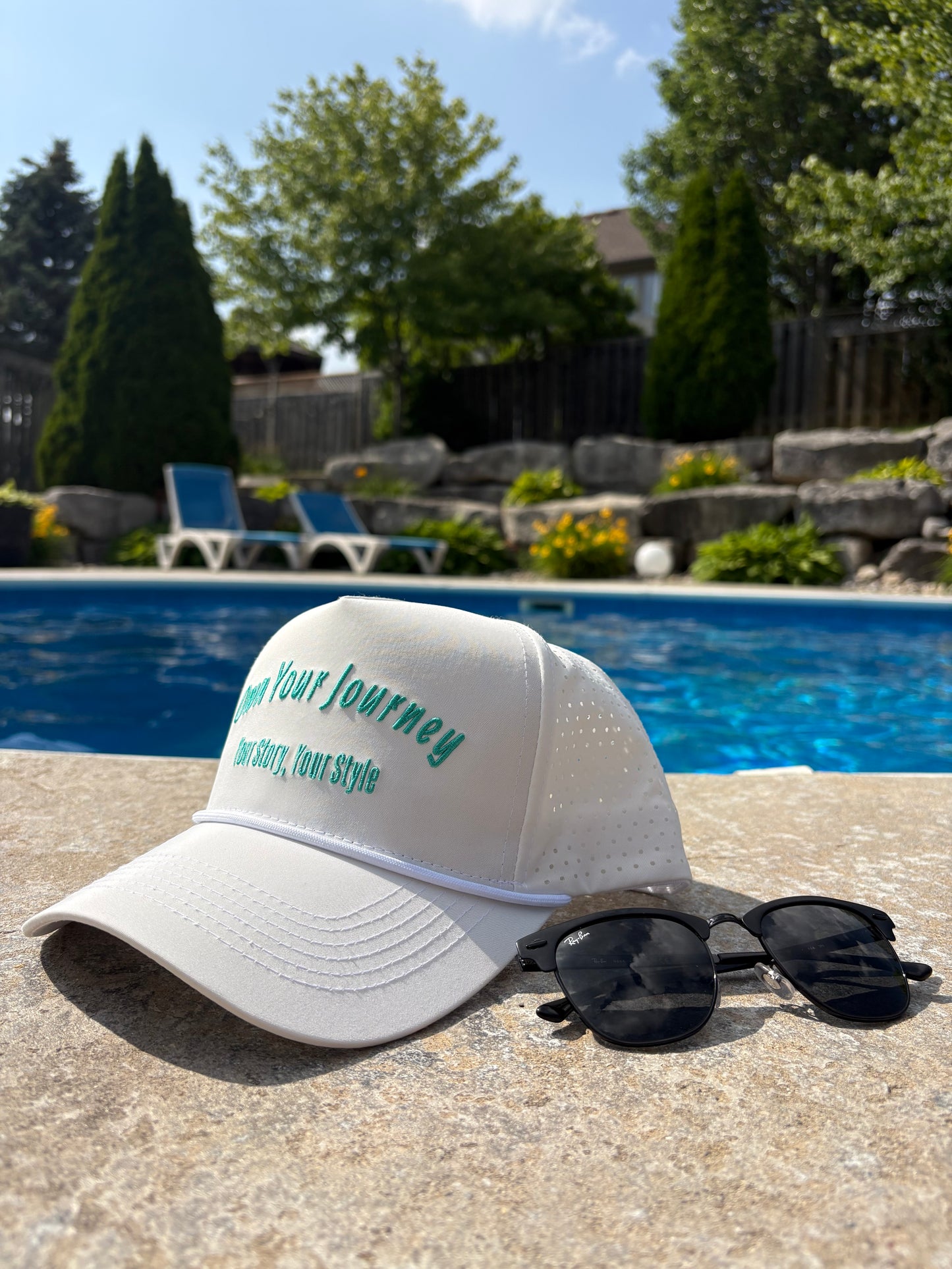 White And Turquoise “Golf Cap”