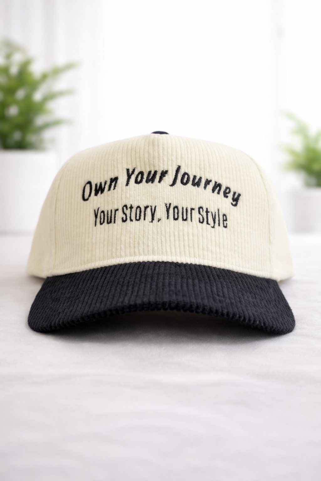 “Own It Cap” Black And Cream Corduroy